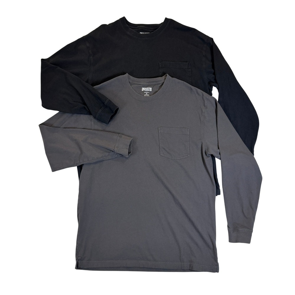 Duluth Trading Co Longtail T Men Size M Black Gray 2 Pack Bundle Long Sleeve